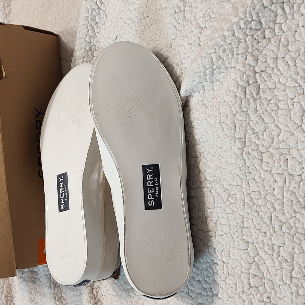 Sperry seaside top-sider 8 M quilted suede leather champagne shoes. NWOT in box. - Picture 8 of 8